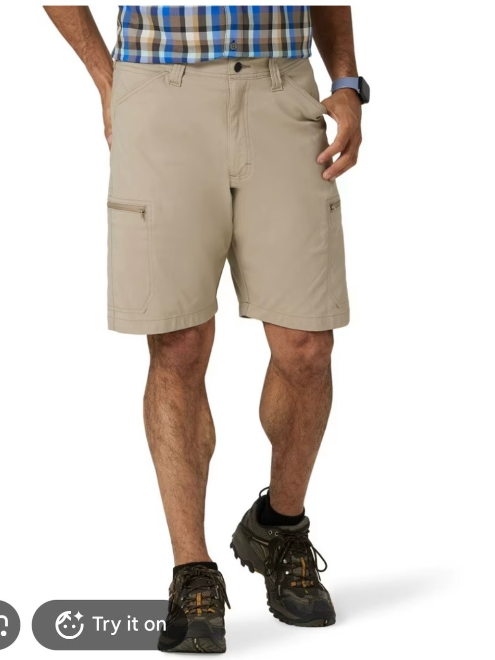 Wrangler Men's Tan Cargo Shorts with Zip Pockets